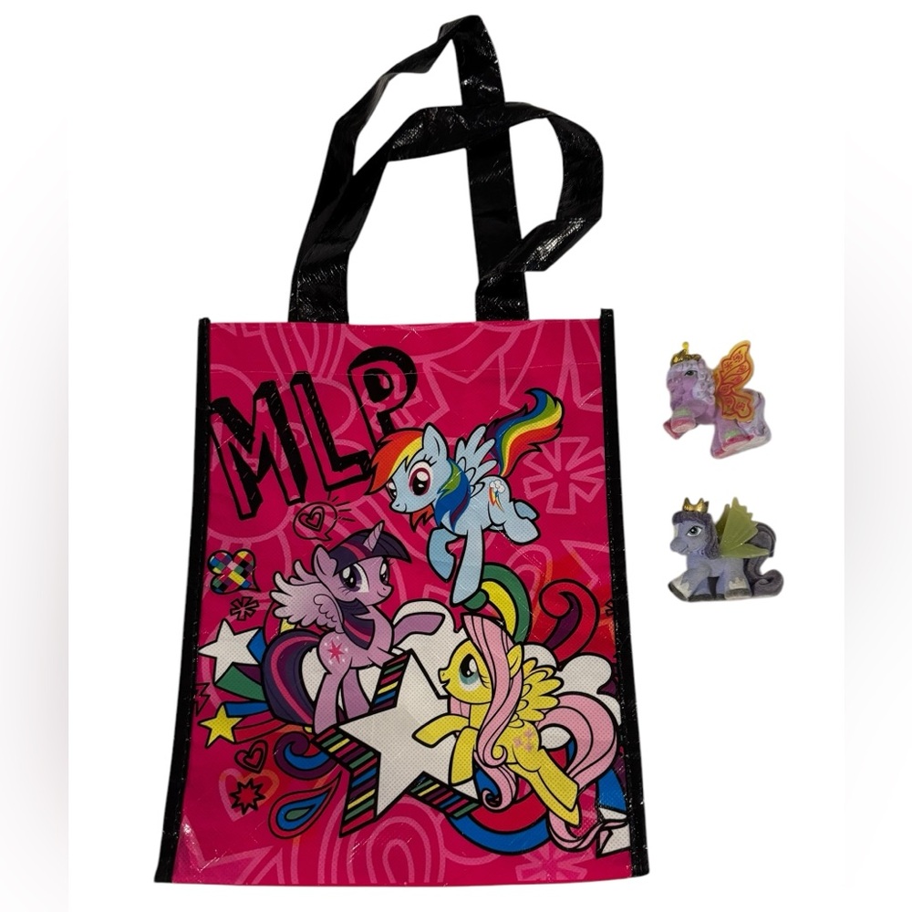 10.25”x8”x2.75” My Little Pony bag with 2 velour plastic Pegasus ponies